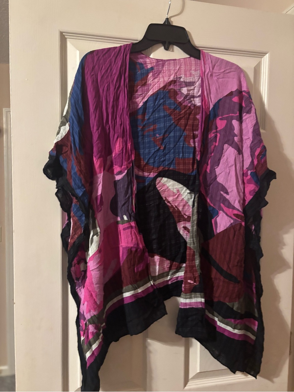 Chico's Pink, Purple & Blue Draped Open-Front Top
